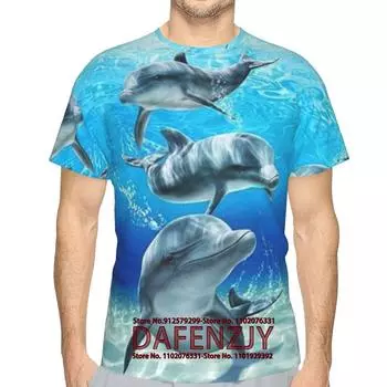 Футболки с принтом «Дельфин» 3D, модные футболки для мужчин и женщин, футболки для детей, мальчиков и девочек, топы L красный