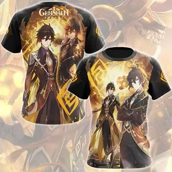 Футболки с принтом Genshin Impact Raiden Shogun 3D для мужчин и женщин, повседневные футболки с коротким рукавом, свободные футболки Harajuku, топы, детская одежда 2XL