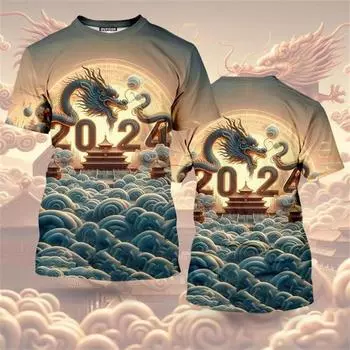 Футболки с принтом китайского дракона, модная футболка с 3D принтом для мужчин, летние повседневные свободные топы с круглым вырезом и коротким рукавом в стиле хип-хоп 3XL