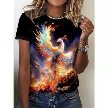 Футболки с принтом «Летний дракон, феникс, облако» с 3D-принтом для женщин, уличная одежда, повседневная мода 2000 года, футболка с коротким рукавом, футболки с круглым вырезом, топы, одежда S