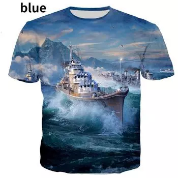 Футболки с принтом «Мультяшный аниме-военный корабль» для мужчин и женщин, повседневные футболки в стиле хип-хоп в стиле Харадзюку L