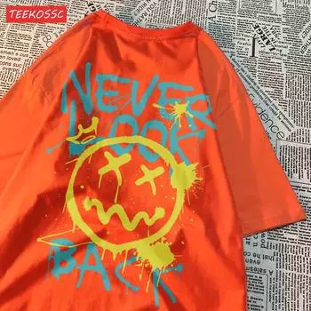 Футболки с принтом «Никогда не оглядывайся назад», классные футболки для женщин, пригодные для машинной стирки, повседневные спортивные топы, удобные мультяшные футболки с коротким рукавом S