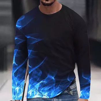 Футболки с принтом пламени, мужские и женские повседневные модные футболки с 3D принтом, футболка с круглым вырезом и длинными рукавами, большие детские футболки в стиле Харадзюку, топы, одежда XL