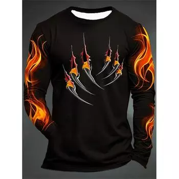 Футболки с принтом «Пламенная лапа» 3D, мужские и женские футболки с длинным рукавом, свободные уличные футболки, свободные детские футболки Harajuku, топы, одежда S