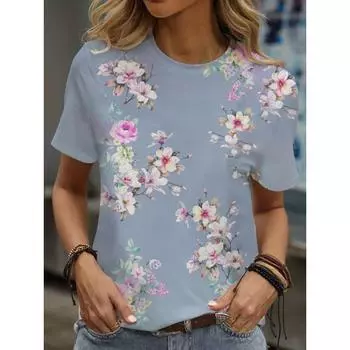 Футболки с принтом Повседневные уличные топы Camisetas Женская одежда Лето 2025 г. Футболка с коротким рукавом для женщин Ropa De Mujer Ofertas Chic S