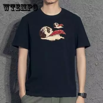 Футболки с принтом супер собаки, повседневный пуловер с круглым вырезом и коротким рукавом, корейская модная рубашка с героями мультфильмов, молодежные белые футболки, мужская одежда, летняя одежда XXXL