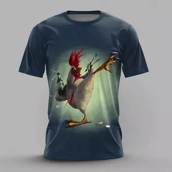 Футболки с принтом животных и курицы для мужчин, забавная модная мужская одежда, летняя повседневная футболка с коротким рукавом, свободная футболка большого размера для мужчин S