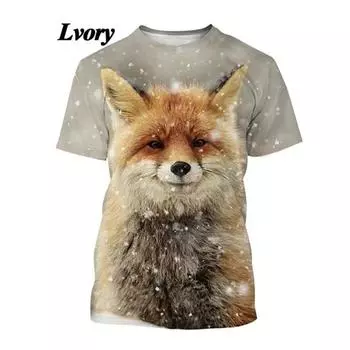 Футболки с принтом животных и милых лисов в формате 3D для мужчин и женщин, модные повседневные футболки с коротким рукавом и круглым вырезом, большие футболки Harajuku, детская одежда L