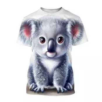 Футболки с принтом животных Коала Медведь 3D Повседневная мода Уличная одежда Футболка большого размера с коротким рукавом Детские футболки Топы Одежда 100CM