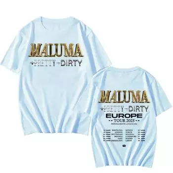 Футболки с рэпером Малумой Малума +красивая+грязная Футболка Europet Tour 2025 Мужские и женские хлопковые футболки Y2k Унисекс Ретро Harajuku Верхняя одежда XS чёрный