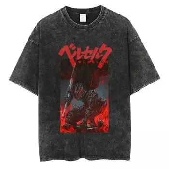 Футболки с рисунком аниме для мужчин, унисекс, уличная одежда в стиле Харадзюку, модные стираные футболки, летняя одежда, повседневные топы S