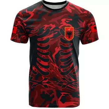Футболки с рисунком флага Албании, футболка с национальным гербом и 3D-принтом для мужчин, повседневные топы с круглым вырезом и короткими рукавами, футбольный спортивный Джерси S