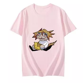 Футболки с рисунком из мультфильма «Melty Blood Neco Arc» Эстетические футболки 100% хлопок Высококачественные футболки Унисекс Свободные футболки с коротким рукавом XS розовый