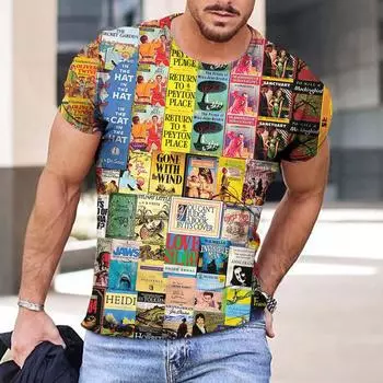 Футболки с рисунком из мультфильмов, мужские летние футболки в стиле ретро с буквами, мужская уличная одежда, футболка с 3D-принтом, модные топы с коротким рукавом и круглым вырезом S