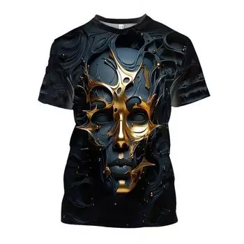 Футболки с рисунком робота, мужские уличные футболки с контрастным лягушкой и 3D принтом, модные топы с короткими рукавами и круглым вырезом, летние футболки S белый