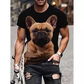 Футболки с рисунком тигра, летние футболки, мужская уличная одежда, черная футболка с 3D принтом «Бог», модные топы с короткими рукавами и круглым вырезом S чёрный