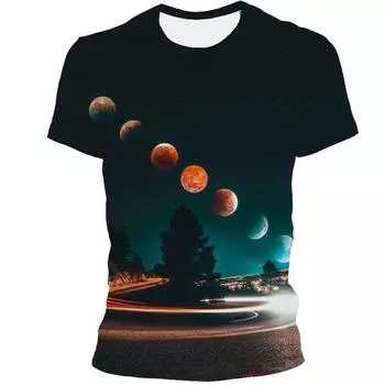 Футболки с рисунком Vast Starry Sky Universe для мужчин, летняя мода, футболка с 3D рисунком космической планеты, индивидуальные крутые стильные футболки S