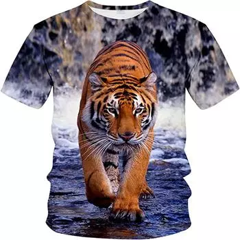 Футболки с тигром для мальчиков, модные топы с короткими рукавами и принтом животных, повседневные футболки, одежда для мальчиков, детские футболки 110