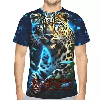 Футболки с тигром и львом для мужчин Футболки с 3D-принтом и принтом животных и леопарда Футболки с коротким рукавом и графическим принтом S чёрный
