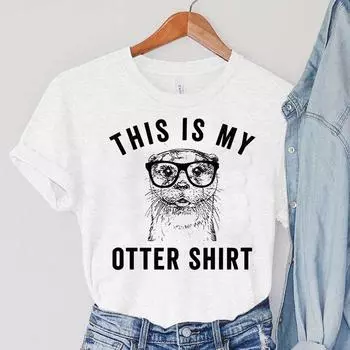 Футболки с выдрами, женские топы в стиле Харадзюку с животными, летняя горячая распродажа, винтажные очки, женская одежда, рубашка This Is My Otter для женщин XS