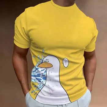 Футболки с забавной графикой для мужчин, крутые свободные футболки с принтом Interest Goose, мужские футболки с короткими рукавами, повседневные свитера, мужские летние топы S