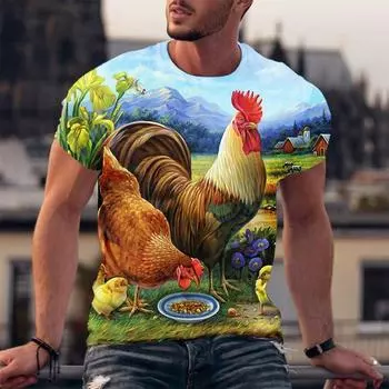 Футболки с забавным принтом «Цыпленок» 3D, мужские и женские, с круглым вырезом, с коротким рукавом, повседневные, большие размеры, топы Harajuku Y2k, футболки, детская одежда S