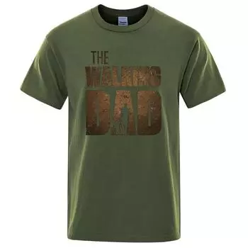 Футболки с забавным уличным принтом «Ходячий папа», мужская модная летняя футболка, свободные хлопковые футболки большого размера с короткими рукавами, повседневные футболки в стиле хип-хоп S темно-зеленого