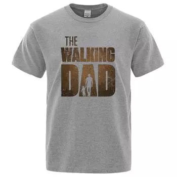 Футболки с забавным уличным принтом «Ходячий папа», мужская модная летняя футболка, свободные хлопковые футболки большого размера с короткими рукавами, повседневные футболки в стиле хип-хоп S чёрный