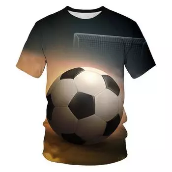Футболки с забавными сетками для футбольных мячей и 3D принтом, летняя уличная одежда для мальчиков и девочек, повседневная модная футболка большого размера, детские футболки, топы, одежда 110