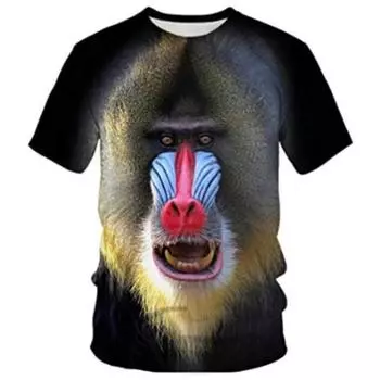 Футболки с животными, мужские летние футболки, мужская уличная одежда, 3D-принт, футболка, мода, O-образный вырез, короткий рукав, топы S