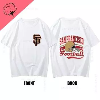 Футболки San Franciscos Футболка с логотипом San Franciscos 49ers, уличная одежда, хлопковая унисекс-футболка для мужчин S
