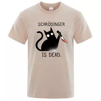 Футболки Schrodinger Is Dead Black Cat для мужчин и женщин, свободные футболки в стиле хип-хоп, свободные футболки, повседневные топы S