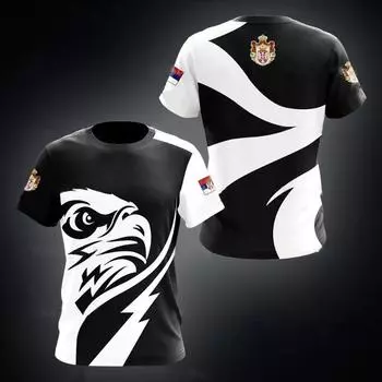 Футболки Serbir для мужчин, новые топы с коротким рукавом и круглым вырезом, футболка с принтом флага Serbir, мужская футболка, модная уличная футболка большого размера, одежда S