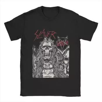 Футболки Slayer Band для мужчин, забавная хлопковая футболка с круглым вырезом и коротким рукавом, графические топы S чёрный