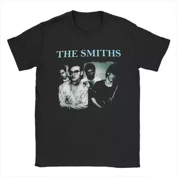 Футболки Smiths для мужчин, хлопковые футболки с принтом «юмор» и круглым вырезом, футболка с коротким рукавом, одежда больших размеров S чёрный