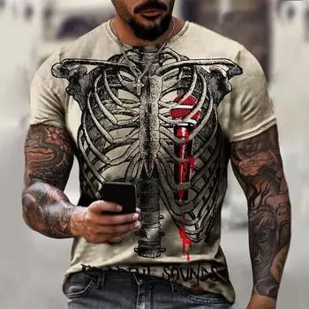 Футболки со скелетом ужасов, страшные футболки с 3D принтом, уличная одежда для мужчин и женщин, модная футболка большого размера с короткими рукавами, детские футболки, топы, одежда S