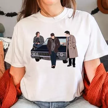 Футболки со сверхъестественным Женские трендовые футболки Женская аниме-мода Смешная одежда Футболки S