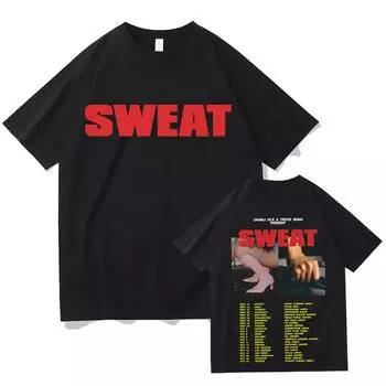 Футболки Sweat Tour с Charli XCX и Troye Sivan. Двусторонние футболки большого размера из хлопка. Модные женские и мужские топы. Высококачественные футболки. XS чёрный