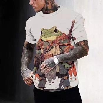 Футболки Ukiyo-E для мужчин, мужская одежда с 3D-принтом, свободные топы оверсайз, уличная спортивная одежда Harajuku, летняя футболка с короткими рукавами 2024 г. S
