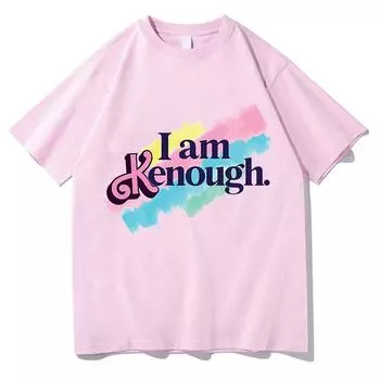 Футболки унисекс I Am Kenough. Женская футболка унисекс с круглым вырезом и коротким рукавом. Футболка унисекс с принтом. Эстетическая футболка из 100% хлопка с коротким рукавом. L
