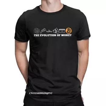 Футболки унисекс WoUnisex «Эволюция денег», биткойн, Btc, криптовалюта, футболки с блокчейном, футболка с круглым вырезом, одежда
