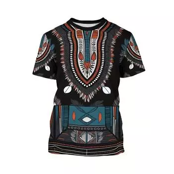 Футболки в африканском этническом стиле, этнический дашики, мужская и женская футболка с 3D принтом с коротким рукавом, летние негабаритные топы в стиле Харадзюку, футболки, одежда S