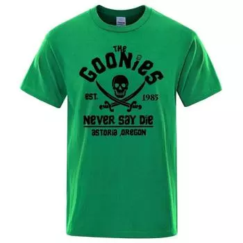 Футболки в стиле хип-хоп для мужчин с флагом пиратов Орегона Never Say Die Astoria Повседневная футболка из хлопка с дышащим коротким рукавом Брендовые топы Футболки для мужчин S чёрный