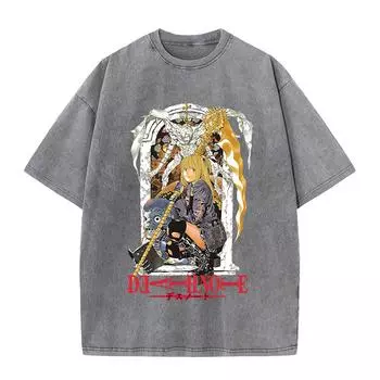Футболки в стиле ретро с варкой, панк, готика, аниме, с принтом Death Note, футболки Харадзюку, повседневный хлопок, винтажный топ с коротким рукавом S