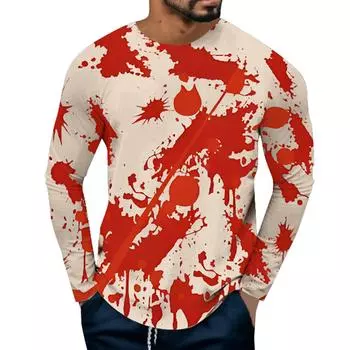 Футболки в уличном стиле, весна-осень, круглый вырез, длинный рукав, мужская спортивная одежда больших размеров, футболка больших размеров с винтажным 3D-принтом S