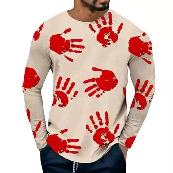 Футболки в уличном стиле, весна-осень, круглый вырез, длинный рукав, мужская спортивная одежда больших размеров, футболка больших размеров с винтажным 3D-принтом S