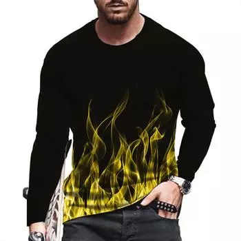 Футболки весна-осень с круглым вырезом и длинными рукавами, мужская спортивная одежда, большие размеры, винтажная футболка с 3D-принтом 3XL