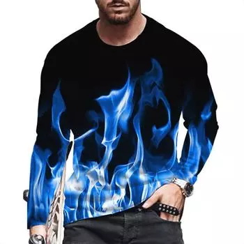 Футболки весна-осень с круглым вырезом и длинными рукавами, мужская спортивная одежда, большие размеры, винтажная футболка с 3D-принтом S