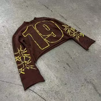 Футболки Y2K с винтажным принтом, готические, с длинными рукавами, в стиле Харадзюку, свободного покроя, модные, в стиле хип-хоп, панк, повседневные, в уличном стиле, топы M