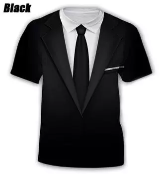 Футболки Забавный хип-хоп костюм и галстук 3D футболка Летняя мода Дети Повседневная футболка Мальчики Девочки Футболка большого размера Детские топы 170